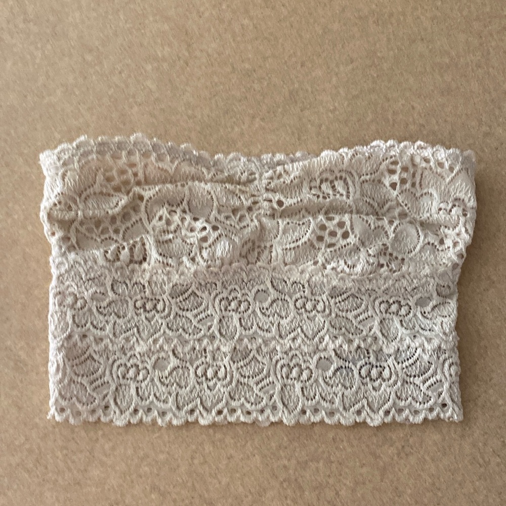 NWOT girls beige lace tube top size XS